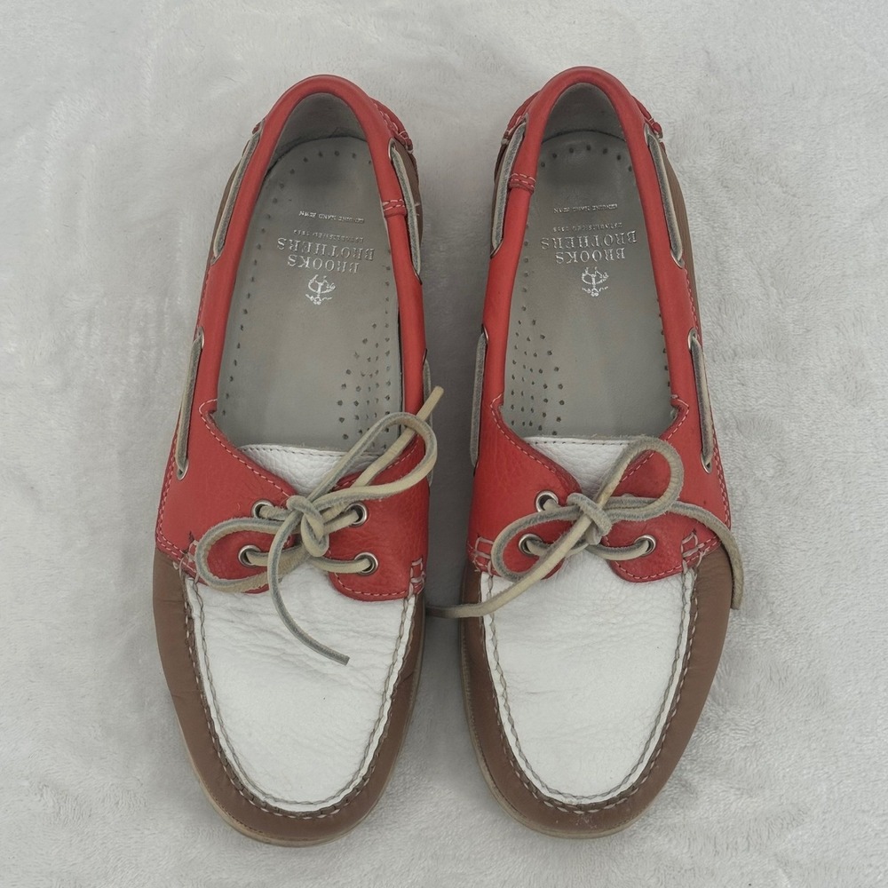Brooks Brothers Woman's Boat Shoes Size 8.5 Colorblock Leather Nautical Loafers